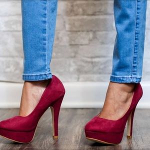 Wine Suede Heels